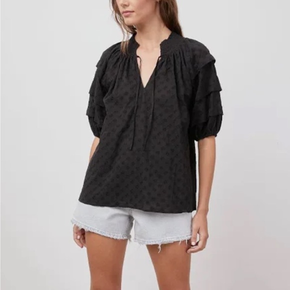 Rails Black Paris Embroidered Daisies Top - Picture 3 of 12